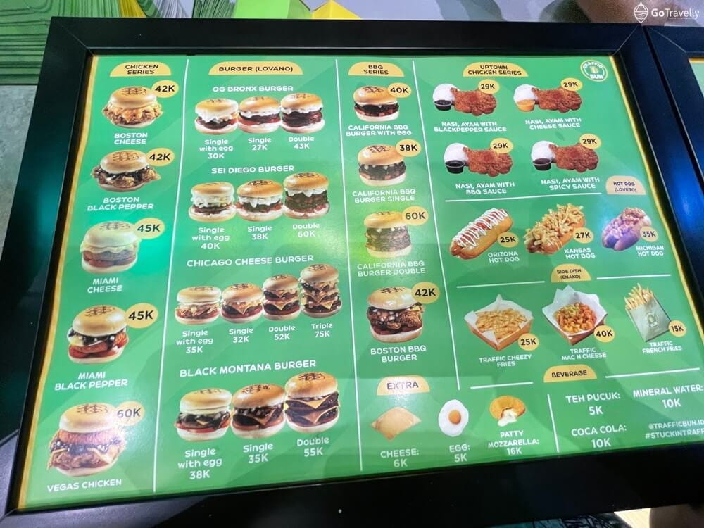 menu burger Traffic Bun